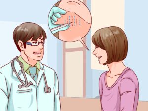 Vignetta tra una donna e un medico specializzato